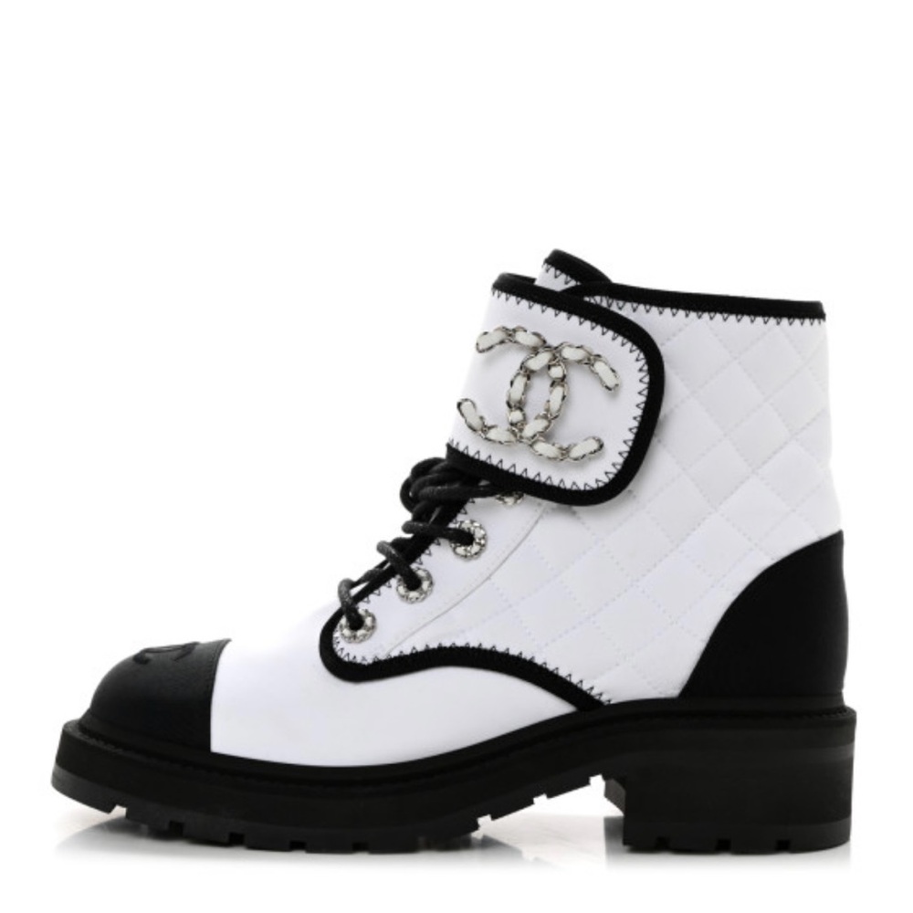 Chanel Chic Fabric Quilted Combat Boots